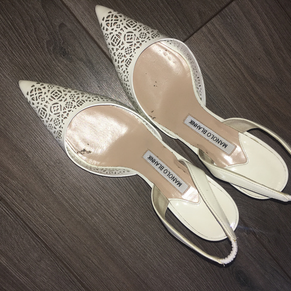 Manolo Blahnik white Slingback Pumps - Picture 7 of 10